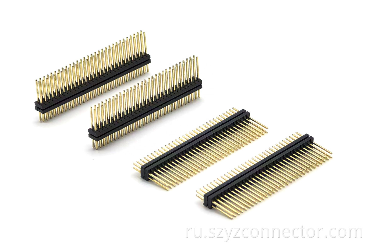 1.27mm Pitch Pin Header Connector Dual Row Straight Two-Layer Plastic SQ0.4mm H2.0mm 2*30P